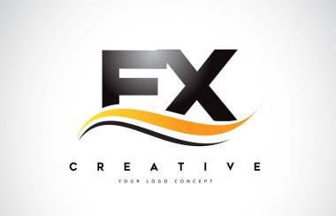 FX F X Swoosh mektup Logo tasarımı Modern sarı ile Swoosh eğik çizgiler vektör çizim.