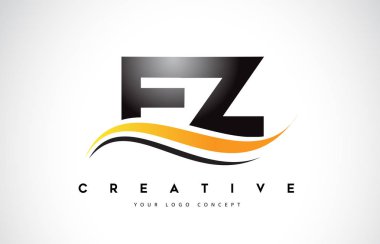 FZ F Z Swoosh mektup Logo tasarımı Modern sarı ile Swoosh eğik çizgiler vektör çizim.