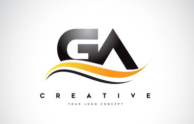 GA G bir Swoosh mektup Logo tasarımı Modern sarı ile eğik çizgiler vektör çizim Swoosh.