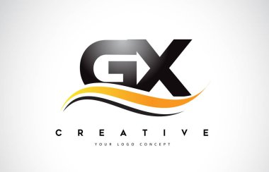 GX G X Swoosh mektup Logo tasarımı Modern sarı ile Swoosh eğik çizgiler vektör çizim.