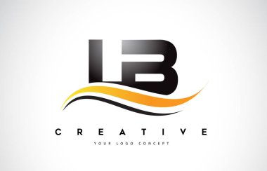 Lb L B Swoosh mektup Logo tasarımı Modern sarı ile Swoosh eğik çizgiler vektör çizim.