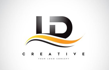 Ld L D Swoosh mektup Logo tasarımı Modern sarı ile Swoosh eğik çizgiler vektör çizim.