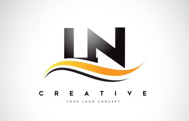 LN L N Swoosh mektup Logo tasarımı Modern sarı ile Swoosh eğik çizgiler vektör çizim.