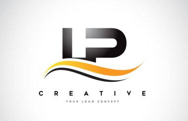 LP L P Swoosh mektup Logo tasarımı Modern sarı ile Swoosh eğik çizgiler vektör çizim.