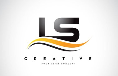 LS L S Swoosh mektup Logo tasarımı Modern sarı ile Swoosh eğik çizgiler vektör çizim.