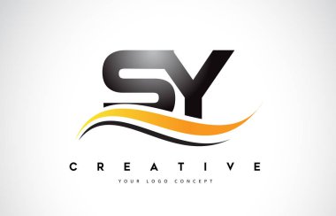 Sy S Y Swoosh mektup Logo tasarımı Modern sarı ile Swoosh eğik çizgiler vektör çizim.