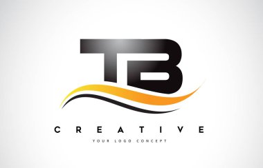 TB T B Swoosh mektup Logo tasarımı Modern sarı ile Swoosh eğik çizgiler vektör çizim.