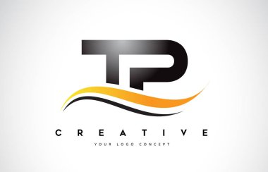 TP T P Swoosh mektup Logo tasarımı Modern sarı ile Swoosh eğik çizgiler vektör çizim.