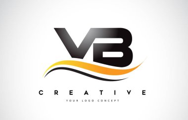 Vb V B Swoosh mektup Logo tasarımı Modern sarı ile Swoosh eğik çizgiler vektör çizim.