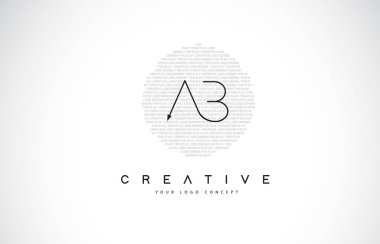 AB bir B Logo tasarımı siyah ve beyaz yaratıcı kutsal kişilerin resmi metin mektup vektör ile.