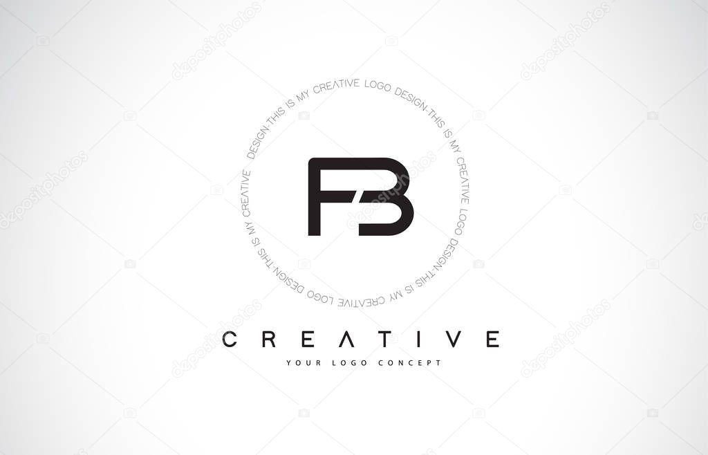 FB F B Logo Design with Black and White Creative Icon Text Letter Vector.