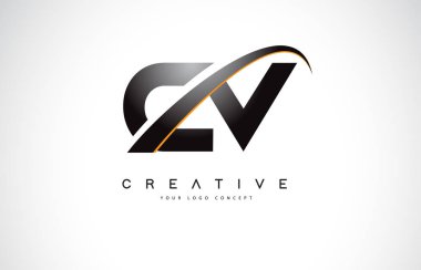 CV C V Swoosh mektup Logo tasarımı Modern sarı ile Swoosh eğik çizgiler vektör çizim.
