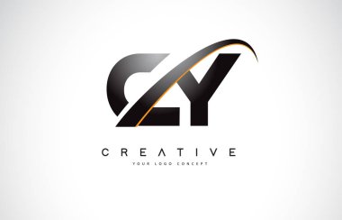 Cy C Y Swoosh mektup Logo tasarımı Modern sarı ile Swoosh eğik çizgiler vektör çizim.