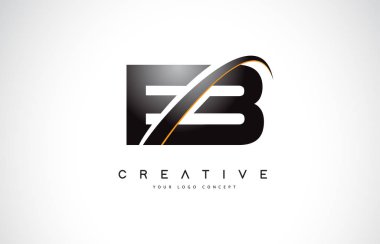 EB E B Swoosh mektup Logo tasarımı Modern sarı ile Swoosh eğik çizgiler vektör çizim.