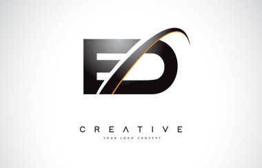 Ed E D Swoosh mektup Logo tasarımı Modern sarı ile Swoosh eğik çizgiler vektör çizim.