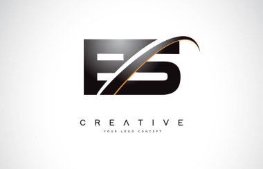 Es E S Swoosh mektup Logo tasarımı Modern sarı ile Swoosh eğik çizgiler vektör çizim.