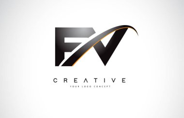 FV F V Swoosh mektup Logo tasarımı Modern sarı ile Swoosh eğik çizgiler vektör çizim.