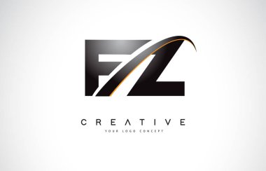 FZ F Z Swoosh mektup Logo tasarımı Modern sarı ile Swoosh eğik çizgiler vektör çizim.