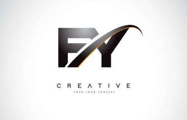 FY F Y Swoosh mektup Logo tasarımı Modern sarı ile Swoosh eğik çizgiler vektör çizim.
