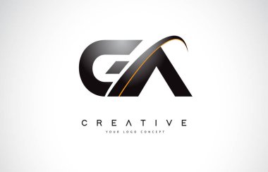 GA G bir Swoosh mektup Logo tasarımı Modern sarı ile eğik çizgiler vektör çizim Swoosh.
