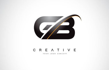 GB G B Swoosh mektup Logo tasarımı Modern sarı ile Swoosh eğik çizgiler vektör çizim.