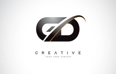 GD G D Swoosh mektup Logo tasarımı Modern sarı ile Swoosh eğik çizgiler vektör çizim.
