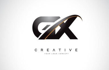 GX G X Swoosh mektup Logo tasarımı Modern sarı ile Swoosh eğik çizgiler vektör çizim.