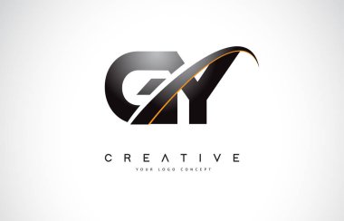 GY G Y Swoosh mektup Logo tasarımı Modern sarı ile Swoosh eğik çizgiler vektör çizim.