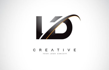 Ld L D Swoosh mektup Logo tasarımı Modern sarı ile Swoosh eğik çizgiler vektör çizim.