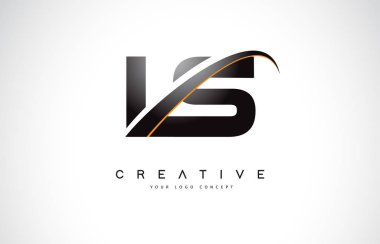 LS L S Swoosh mektup Logo tasarımı Modern sarı ile Swoosh eğik çizgiler vektör çizim.