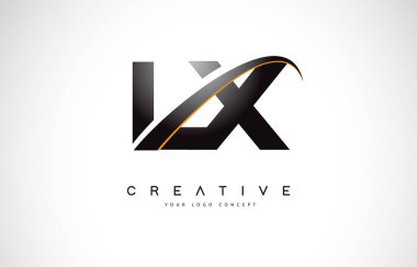 LX L X Swoosh mektup Logo tasarımı Modern sarı ile Swoosh eğik çizgiler vektör çizim.