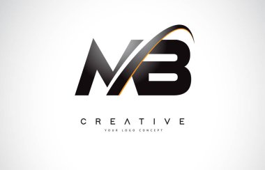 MB M B Swoosh mektup Logo tasarımı Modern sarı ile Swoosh eğik çizgiler vektör çizim.