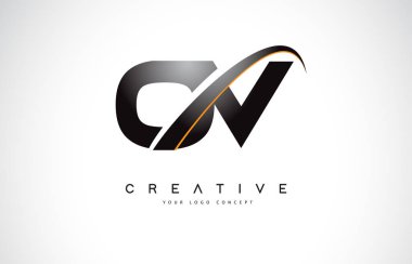 Ov O V Swoosh mektup Logo tasarımı Modern sarı ile Swoosh eğik çizgiler vektör çizim.