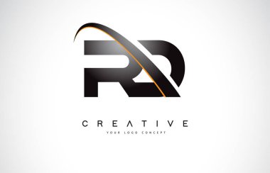RD R D Swoosh mektup Logo tasarımı Modern sarı ile Swoosh eğik çizgiler vektör çizim.