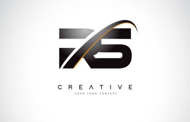 RS R S Swoosh mektup Logo tasarımı Modern sarı ile Swoosh eğik çizgiler vektör çizim.
