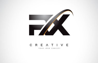 RX R X Swoosh mektup Logo tasarımı Modern sarı ile eğik çizgiler vektör çizim Swoosh.