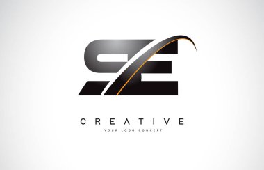 SE S E Swoosh mektup Logo tasarımı Modern sarı ile Swoosh eğik çizgiler vektör çizim.