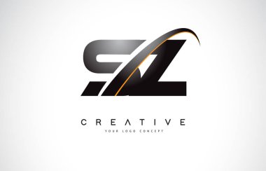 SZ S Z Swoosh mektup Logo tasarımı Modern sarı ile Swoosh eğik çizgiler vektör çizim.