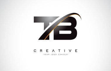 TB T B Swoosh mektup Logo tasarımı Modern sarı ile Swoosh eğik çizgiler vektör çizim.