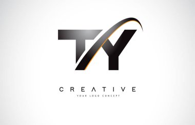 Ty T Y Swoosh mektup Logo tasarımı Modern sarı ile Swoosh eğik çizgiler vektör çizim.