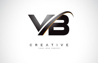 Vb V B Swoosh mektup Logo tasarımı Modern sarı ile Swoosh eğik çizgiler vektör çizim.