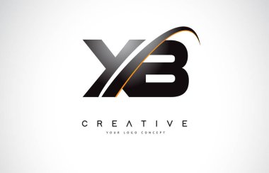 XB X B Swoosh mektup Logo tasarımı Modern sarı ile Swoosh eğik çizgiler vektör çizim.