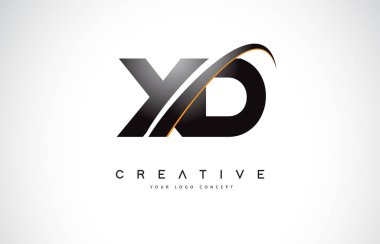 XD X D Swoosh mektup Logo tasarımı Modern sarı ile Swoosh eğik çizgiler vektör çizim.
