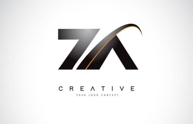 Za Z A Swoosh mektup Logo tasarımı Modern sarı ile eğik çizgiler vektör çizim Swoosh.