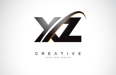 XZ X Z Swoosh mektup Logo tasarımı Modern sarı ile Swoosh eğik çizgiler vektör çizim.