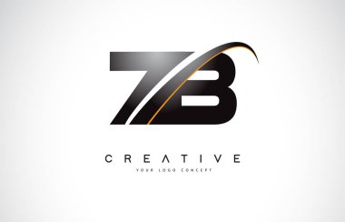 ZB Z B Swoosh mektup Logo tasarımı Modern sarı ile Swoosh eğik çizgiler vektör çizim.
