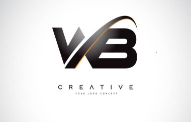WB W B Swoosh mektup Logo tasarımı Modern sarı ile Swoosh eğik çizgiler vektör çizim.