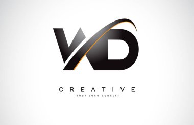 WD W D Swoosh mektup Logo tasarımı Modern sarı ile Swoosh eğik çizgiler vektör çizim.