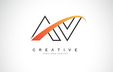AV V Swoosh mektup Logo tasarımı Modern sarı ile Swoosh eğik çizgiler vektör çizim.