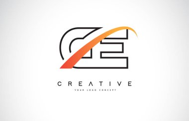 CE C E Swoosh mektup Logo tasarımı Modern sarı ile Swoosh eğik çizgiler vektör çizim.